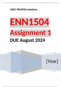 Assignment 1 (COMPLETE ANSWERS) Semester 2 2024 - DUE August 2024 ; ENN1504 100% TRUSTED solutions 