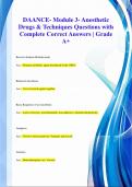 DAANCE- Module 3- Anesthetic  Drugs & Techniques Questions with  Complete Correct Answers | Grade  A+