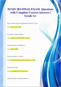 ECON 202 FINAL EXAM Questions  with Complete Correct Answers |  Grade A+