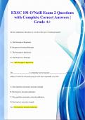 EXSC 191 O'Neill Exam 2 Questions  with Complete Correct Answers |  Grade A+