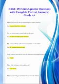 EXSC 191 Unit 3 quizzes Questions  with Complete Correct Answers |  Grade A+