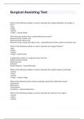 Surgical Assisting Test Questions and Answers Graded A+