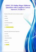 EXSC 221 Online Hager Midterm Questions with Complete Correct Answers | Grade A+