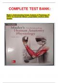 COMPLETE TEST BANK:       Mader's Understanding Human Anatomy & Physiology, 8th edition by Susannah Nelson Lougenbaker (Author) latest Update: