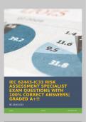 IEC 62443-IC33 RISK ASSESSMENT SPECIALIST EXAM QUESTIONS WITH 100% CORRECT ANSWERS| GRADED A+!!