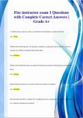 Fire instructor exam 1 Questions  with Complete Correct Answers |  Grade A+