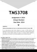 TMS3708 Assignment 4 (ANSWERS) 2024 - DISTINCTION GUARANTEED