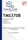 TMS3708 Assignment 4 (DETAILED ANSWERS) 2024 - DISTINCTION GUARANTEED