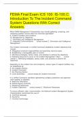  FEMA Final Exam ICS 100: IS-100.C: Introduction To The Incident Command System Questions With Correct Answers.