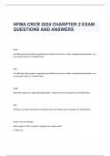 HFMA CRCR 2024 CHARPTER 2 EXAM QUESTIONS AND ANSWERS