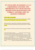 IVY TECH APHY 101 QUIZZES 1-4, 7-13  (11QUESIZZES) ANATOMY AND  PHYSIOLOGY I IVY TECH COLLEGE  2024/2025 WITH 120 QUESTIONS AND  CORRECT ANSWERS/ APHY 101  QUIZZES COMBINED!