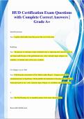 HUD Certification Exam Questions  with Complete Correct Answers |  Grade A