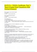 ELP311c - TESOL Certificate, Part 1: Teach English Now! Questions With Correct Answers.