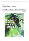 Test Bank - Clinical Nursing Skills and Techniques, 9th Edition, All Chapters 1-44 | Complete Guide A+