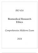 (ASU Online) BIO 416 Biomedical Research Ethics Comprehensive Midterm Exam 2024.