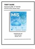 TEST BANK FOR Experiencing MIS, 10th Edition, David Kroenke, Randall Boyle (CHAPTER 1-12) AND EXTENTIONS CHAPTER.