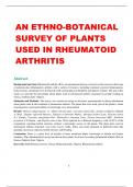 AN ETHNO-BOTANICAL SURVEY OF PLANTS USED IN RHEUMATOID ARTHRITIS 