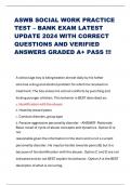 ASWB SOCIAL WORK PRACTICE TEST – BANK EXAM LATEST UPDATE 2024 WITH CORRECT QUESTIONS AND VERIFIED ANSWERS GRADED A+ PASS !!!