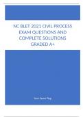 NC BLET 2021 Civil Process Exam Questions and Complete Solutions Graded A+