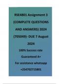 RSE4801 Assignment 3 (COMPLETE ANSWERS) 2024 (705049)- DUE 7 August 2024