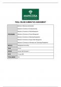 Mancosa Management accounting past papers and case study