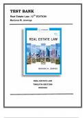 TEST BANK FOR Real Estate Law 12th Edition Marianne M. Jennings (CHAPTERS 1-22)