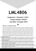 LML4806 Assignment 1 (ANSWERS) Semester 2 2024 - DISTINCTION GUARANTEED.