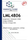 LML4806 Assignment 1 (DETAILED ANSWERS) Semester 2 2024 - DISTINCTION GUARANTEED