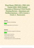 Final Exam: PRN1831 / PRN 1831 (Latest 2024 / 2025 Update) Principles of Maternal-Child Health Nursing Review | Questions and Verified Answers | 100% Correct | Grade A - Rasmussen