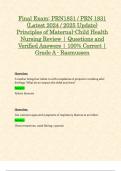 Final Exam: PRN1831 / PRN 1831 (Latest 2024 / 2025 Update) Principles of Maternal-Child Health Nursing Review | Questions and Verified Answers | 100% Correct | Grade A - Rasmussen