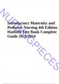 Test Bank  for Introductory Maternity and Pediatric Nursing 4th Edition by Hatfield ISBN 9781496346643 Chapter 1-42| Complete Guide A+ FULLY COVERED