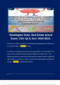 Washington State, Real Estate Actual Exam/ 210+ Qs & Ans/ 2024-2025.