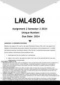 LML4806 Assignment 2 (ANSWERS) Semester 2 2024 - DISTINCTION GUARANTEED