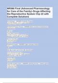 NR566 Final (Advanced Pharmacology for Care of the Family)- Drugs Affecting the Reproductive System Chp 22 with Complete Solutions