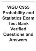 WGU C955 Probability and Statistics Exam Test Bank 2024/2025 Verified Questions and Answers