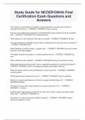 Study Guide for NCCER/OSHA Final  Certification Exam Questions and  Answers