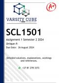 SCL1501 Assignment 1 (DETAILED ANSWERS) Semester 2 2024 - DISTINCTION GUARANTEED