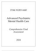 (WGU D346) NURS 6440 Advanced Psychiatric Mental Health Care of Children Comprehensive FA 2024.