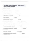  SAT Math Equations and Tips - Junior Year 2024 Digital SAT Exam Guide With Actual Questions And 100% Verified Answers.