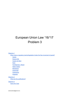 European Union Law Problem 3 2016/17 