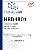 HRD4801 Assignment 3 (DETAILED ANSWERS) 2024 - DISTINCTION GUARANTEED