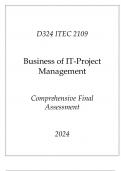 (WGU D324) ITEC 2109 Business of IT- Project Management Comprehensive FA 2024