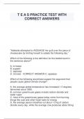 T E A S PRACTICE TEST WITH  CORRECT ANSWERS 