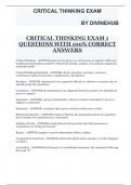 CRITICAL THINKING EXAM 1 QUESTIONS WITH 100% CORRECT ANSWERS