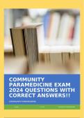 COMMUNITY PARAMEDICINE EXAM 2024 QUESTIONS WITH CORRECT ANSWERS!!