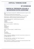 CRITICAL THINKING (EXAM 1) QUESTIONS WITH ANSWERS