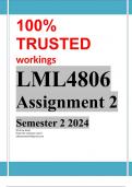 LML4806 Assignment 2 (COMPLETE ANSWERS) Semester 2 2024 - DUE August 2024 ; 100% TRUSTED Complete, trusted solutions and explanations. 