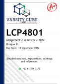 LCP4801 Assignment 2 (DETAILED ANSWERS) Semester 2 2024 - DISTINCTION GUARANTEED