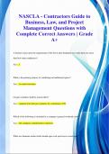 NASCLA - Contractors Guide to  Business, Law, and Project  Management Questions with  Complete Correct Answers | Grade  A+