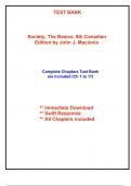 Test Bank for Society, The Basics, 8th Canadian Edition Macionis (All Chapters included)